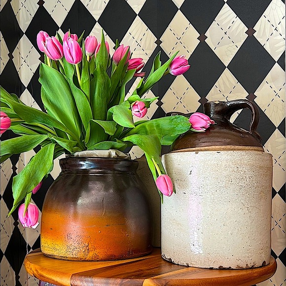 Antique Stoneware Crock Vase | Rustic Ombré Glaze | Primitive American Pottery - Picture 10 of 17